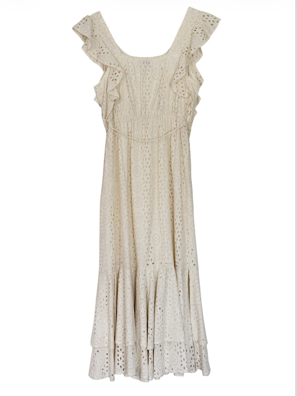 Cleobella Karina Eyelet Lace Ankle Dress in Ivory Size M - Picture 11 of 12